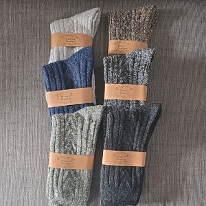 Assorted Color Men's Loritta Wool Socks, New, Size 6-12, 6 Pairs
